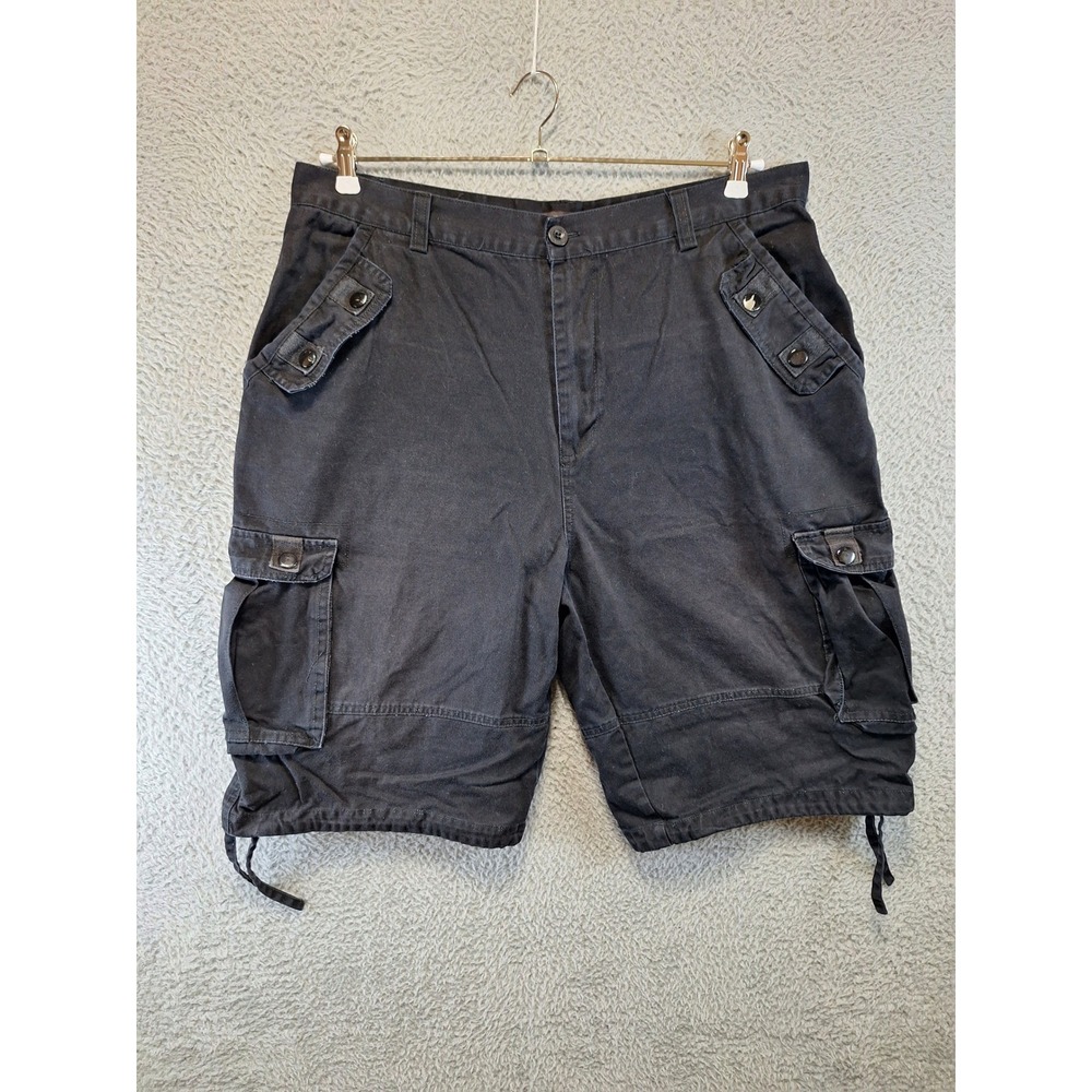Noiz Jeans Cargo Shorts Mens 40 (Fits W37) Black Utility Gorpcore Streetwear Y2K